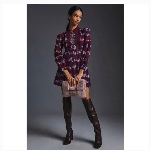 By Anthropologie Mini Tunic Dress in Purple size XS - Picture 1 of 9